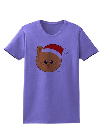 Cute Christmas Cat Santa Hat Womens T-Shirt-Womens T-Shirt-TooLoud-Violet-X-Small-Davson Sales