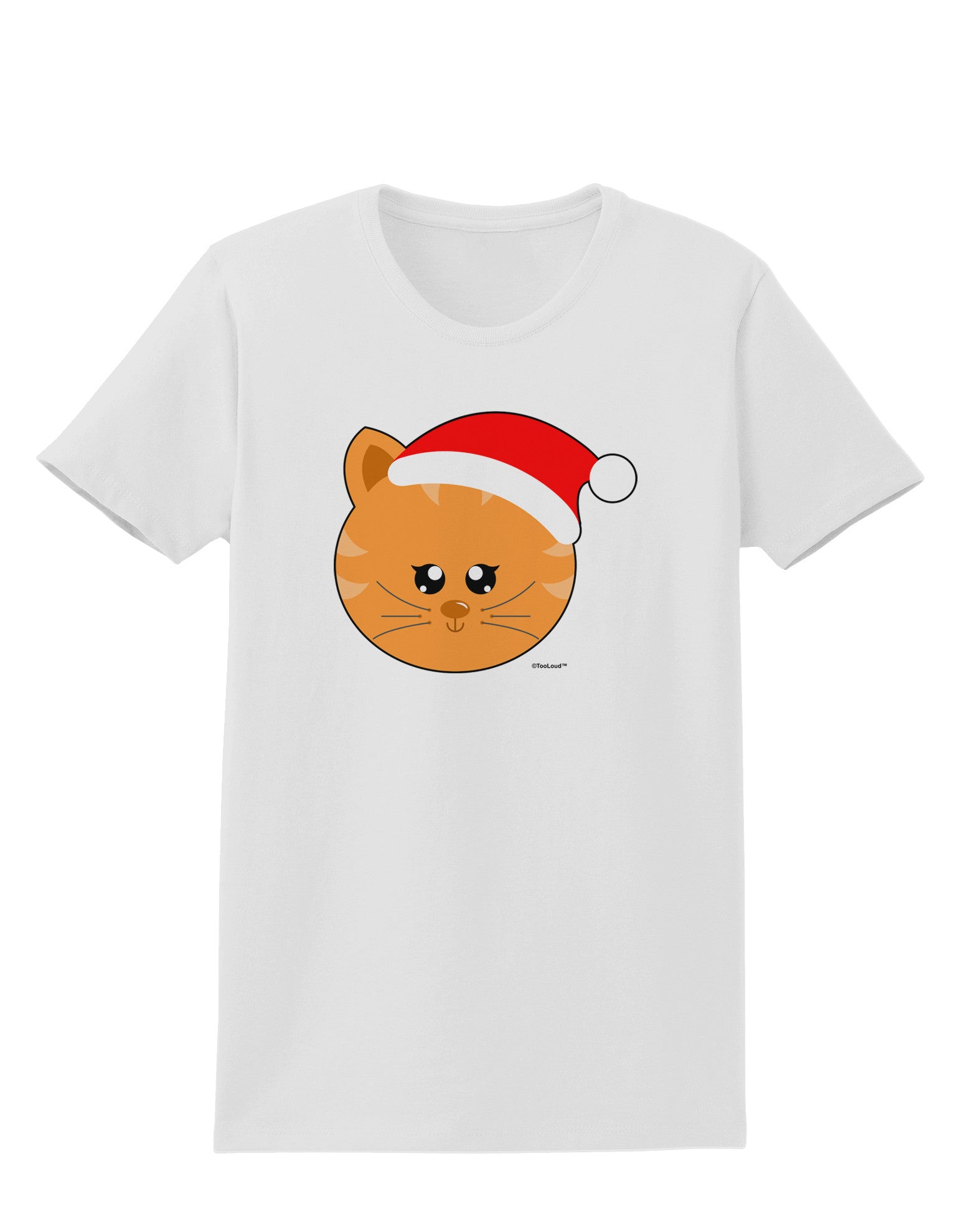 Cute Christmas Cat Santa Hat Womens T-Shirt-Womens T-Shirt-TooLoud-White-X-Small-Davson Sales