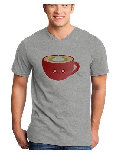 Cute Christmas Drink Eggnog Adult V-Neck T-shirt-Mens V-Neck T-Shirt-TooLoud-HeatherGray-Small-Davson Sales