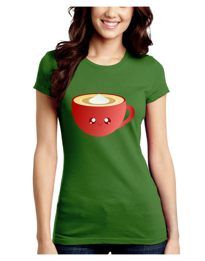 Cute Christmas Drink Eggnog Juniors Crew Dark T-Shirt-T-Shirts Juniors Tops-TooLoud-Kiwi-Green-Juniors Fitted Small-Davson Sales