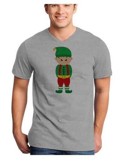 Cute Christmas Elf Boy Adult V-Neck T-shirt-Mens V-Neck T-Shirt-TooLoud-HeatherGray-Small-Davson Sales