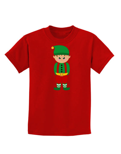 Cute Christmas Elf Boy Childrens Dark T-Shirt-Childrens T-Shirt-TooLoud-Red-X-Small-Davson Sales