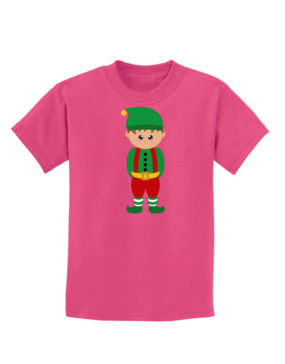 Cute Christmas Elf Boy Childrens Dark T-Shirt-Childrens T-Shirt-TooLoud-Sangria-X-Small-Davson Sales