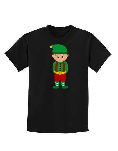 Cute Christmas Elf Boy Childrens Dark T-Shirt-Childrens T-Shirt-TooLoud-Black-X-Small-Davson Sales