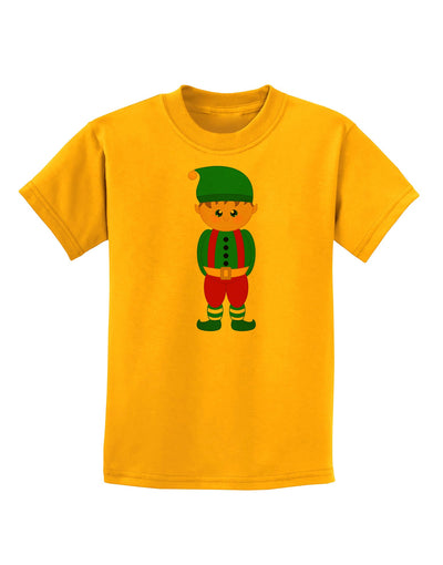 Cute Christmas Elf Boy Childrens T-Shirt-Childrens T-Shirt-TooLoud-Gold-X-Small-Davson Sales