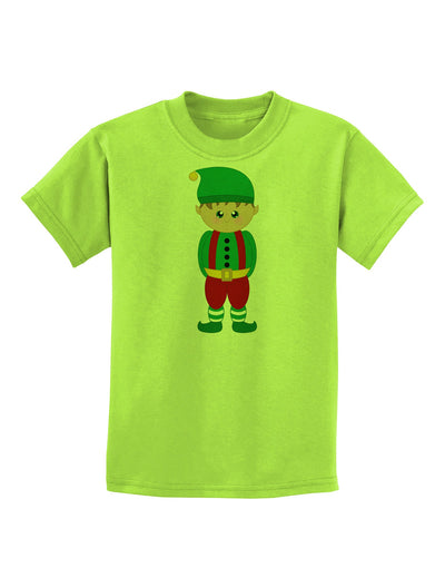 Cute Christmas Elf Boy Childrens T-Shirt-Childrens T-Shirt-TooLoud-Lime-Green-X-Small-Davson Sales