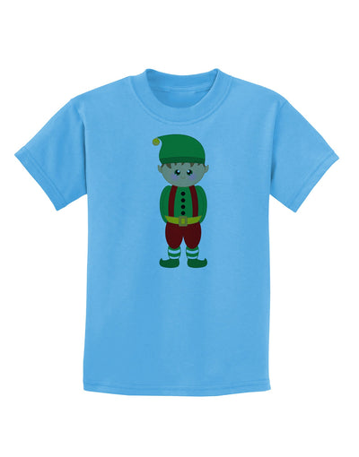 Cute Christmas Elf Boy Childrens T-Shirt-Childrens T-Shirt-TooLoud-Aquatic-Blue-X-Small-Davson Sales