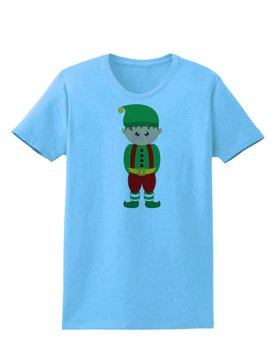 Cute Christmas Elf Boy Womens T-Shirt-Womens T-Shirt-TooLoud-Aquatic-Blue-X-Small-Davson Sales