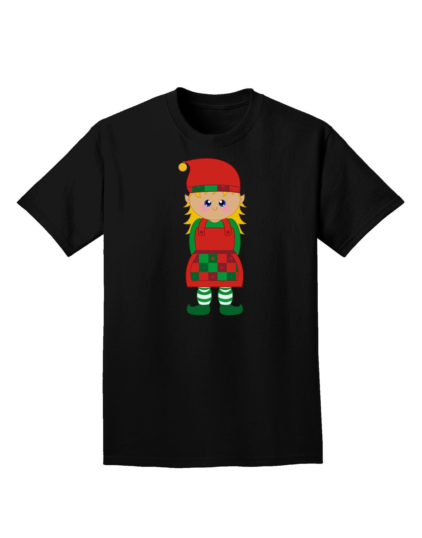 Cute Christmas Elf Girl Adult Dark T-Shirt-Mens T-Shirt-TooLoud-Black-Small-Davson Sales
