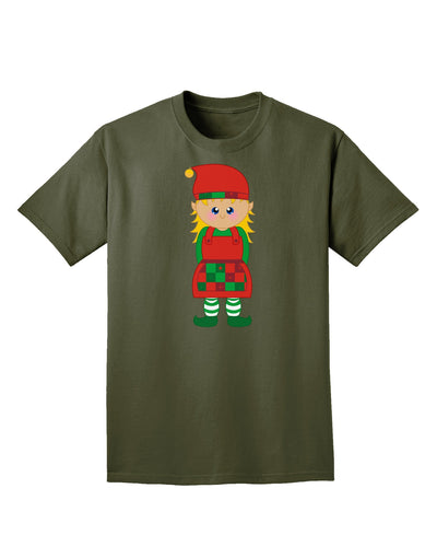 Cute Christmas Elf Girl Adult Dark T-Shirt-Mens T-Shirt-TooLoud-Military-Green-Small-Davson Sales