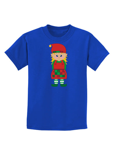 Cute Christmas Elf Girl Childrens Dark T-Shirt-Childrens T-Shirt-TooLoud-Royal-Blue-X-Small-Davson Sales