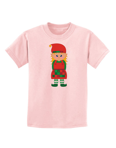 Cute Christmas Elf Girl Childrens T-Shirt-Childrens T-Shirt-TooLoud-PalePink-X-Small-Davson Sales