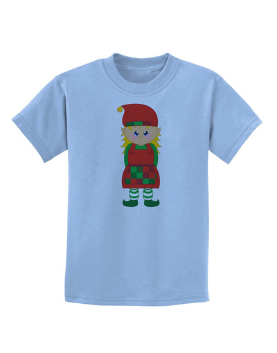 Cute Christmas Elf Girl Childrens T-Shirt-Childrens T-Shirt-TooLoud-Light-Blue-X-Small-Davson Sales