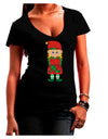 Cute Christmas Elf Girl Juniors V-Neck Dark T-Shirt-Womens V-Neck T-Shirts-TooLoud-Black-Juniors Fitted Small-Davson Sales