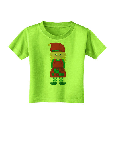 Cute Christmas Elf Girl Toddler T-Shirt-Toddler T-Shirt-TooLoud-Lime-Green-2T-Davson Sales