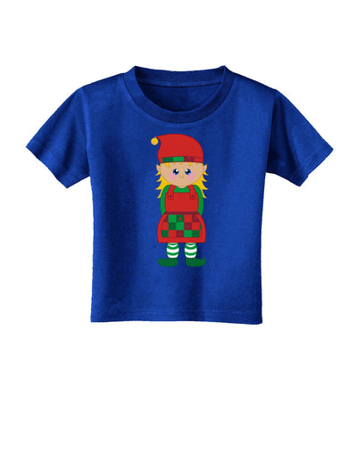 Cute Christmas Elf Girl Toddler T-Shirt Dark-Toddler T-Shirt-TooLoud-Red-2T-Davson Sales