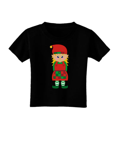 Cute Christmas Elf Girl Toddler T-Shirt Dark-Toddler T-Shirt-TooLoud-Black-2T-Davson Sales