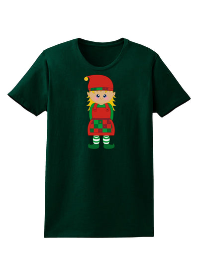 Cute Christmas Elf Girl Womens Dark T-Shirt-TooLoud-Forest-Green-Small-Davson Sales