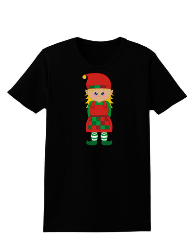 Cute Christmas Elf Girl Womens Dark T-Shirt-TooLoud-Black-X-Small-Davson Sales