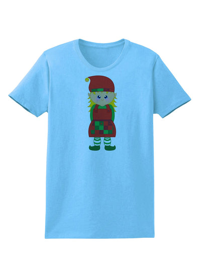 Cute Christmas Elf Girl Womens T-Shirt-Womens T-Shirt-TooLoud-Aquatic-Blue-X-Small-Davson Sales