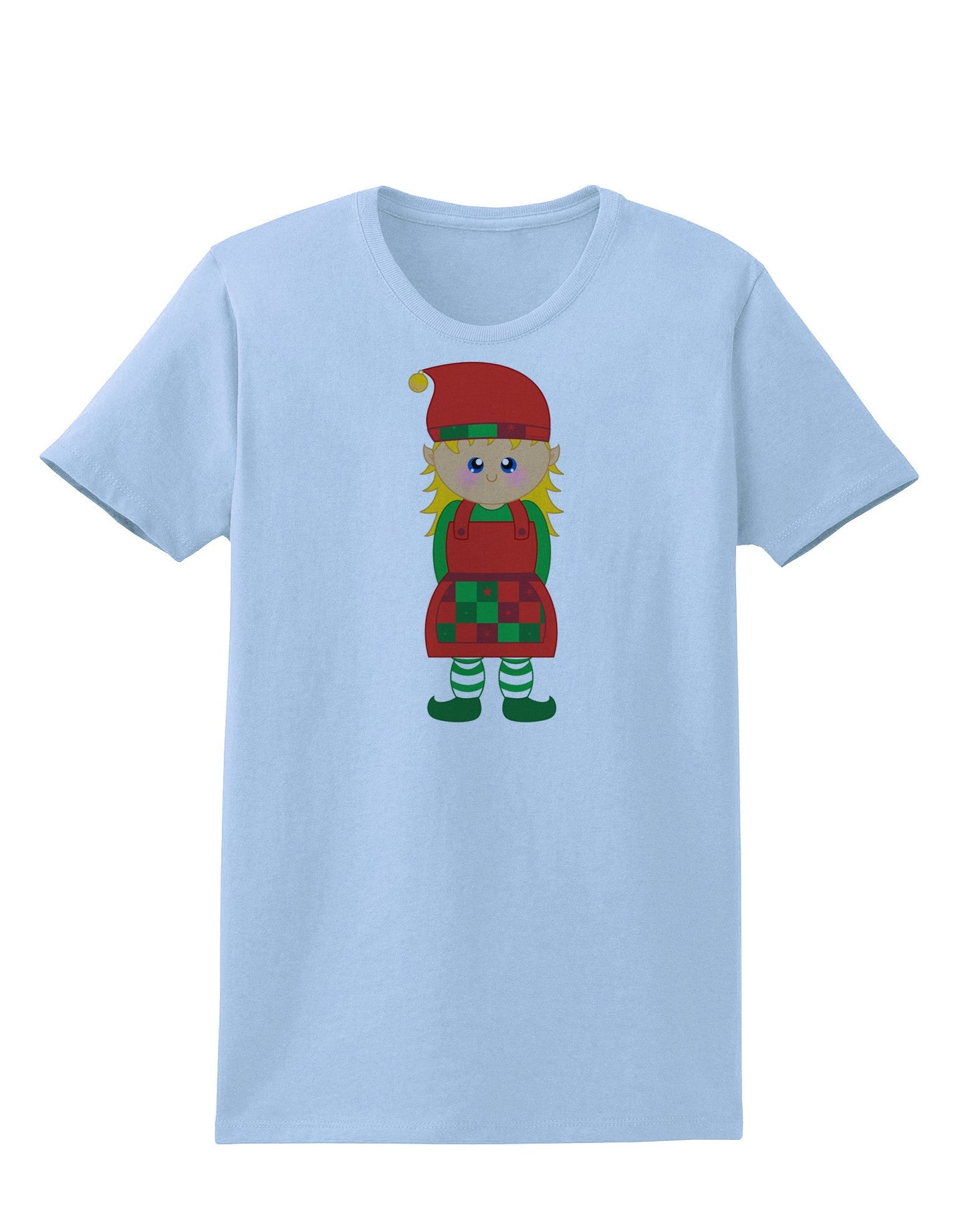 Cute Christmas Elf Girl Womens T-Shirt-Womens T-Shirt-TooLoud-Light-Blue-X-Small-Davson Sales