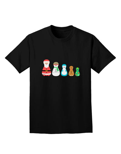 Cute Christmas Matryoshka Nesting Dolls Adult Dark T-Shirt-Mens T-Shirt-TooLoud-Black-Small-Davson Sales