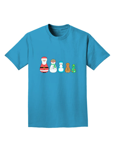 Cute Christmas Matryoshka Nesting Dolls Adult Dark T-Shirt-Mens T-Shirt-TooLoud-Turquoise-Small-Davson Sales