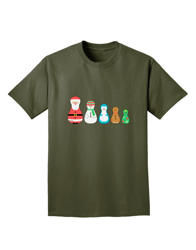 Cute Christmas Matryoshka Nesting Dolls Adult Dark T-Shirt-Mens T-Shirt-TooLoud-Military-Green-Small-Davson Sales