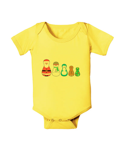 Cute Christmas Matryoshka Nesting Dolls Baby Romper Bodysuit-Baby Romper-TooLoud-Yellow-06-Months-Davson Sales