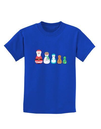 Cute Christmas Matryoshka Nesting Dolls Childrens Dark T-Shirt-Childrens T-Shirt-TooLoud-Royal-Blue-X-Small-Davson Sales