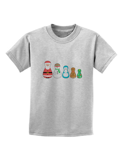 Cute Christmas Matryoshka Nesting Dolls Childrens T-Shirt-Childrens T-Shirt-TooLoud-AshGray-X-Small-Davson Sales