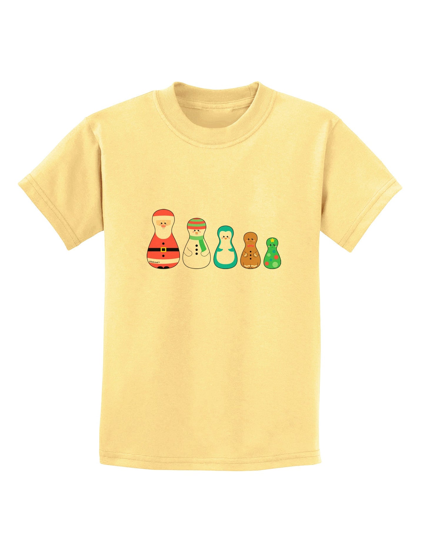 Cute Christmas Matryoshka Nesting Dolls Childrens T-Shirt-Childrens T-Shirt-TooLoud-Daffodil-Yellow-X-Small-Davson Sales
