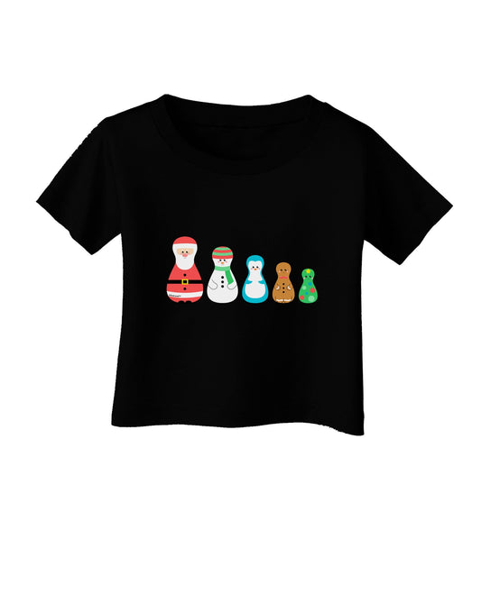 Cute Christmas Matryoshka Nesting Dolls Infant T-Shirt Dark-Infant T-Shirt-TooLoud-Black-06-Months-Davson Sales
