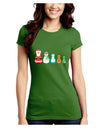 Cute Christmas Matryoshka Nesting Dolls Juniors Crew Dark T-Shirt-T-Shirts Juniors Tops-TooLoud-Kiwi-Green-Juniors Fitted Small-Davson Sales