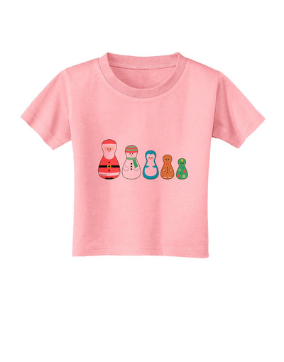 Cute Christmas Matryoshka Nesting Dolls Toddler T-Shirt-Toddler T-Shirt-TooLoud-Candy-Pink-2T-Davson Sales