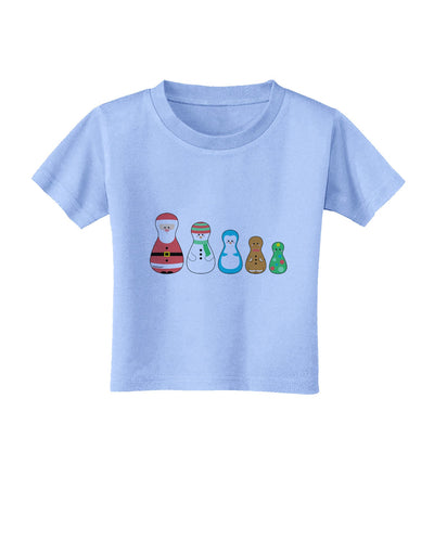 Cute Christmas Matryoshka Nesting Dolls Toddler T-Shirt-Toddler T-Shirt-TooLoud-Aquatic-Blue-2T-Davson Sales