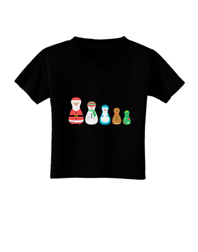 Cute Christmas Matryoshka Nesting Dolls Toddler T-Shirt Dark-Toddler T-Shirt-TooLoud-Black-2T-Davson Sales