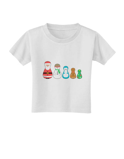 Cute Christmas Matryoshka Nesting Dolls Toddler T-Shirt-Toddler T-Shirt-TooLoud-White-2T-Davson Sales