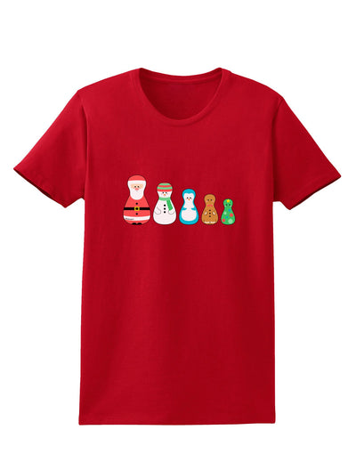 Cute Christmas Matryoshka Nesting Dolls Womens Dark T-Shirt-TooLoud-Red-X-Small-Davson Sales