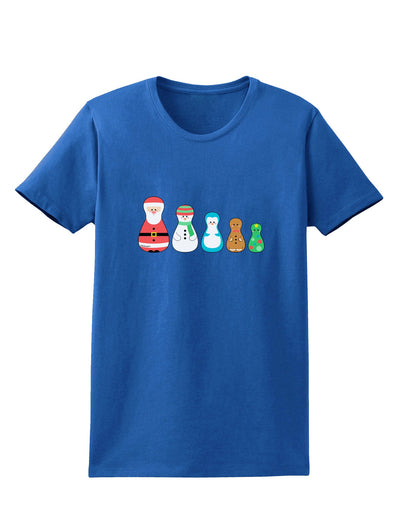 Cute Christmas Matryoshka Nesting Dolls Womens Dark T-Shirt-TooLoud-Royal-Blue-X-Small-Davson Sales