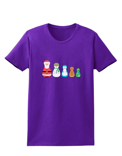 Cute Christmas Matryoshka Nesting Dolls Womens Dark T-Shirt-TooLoud-Purple-X-Small-Davson Sales