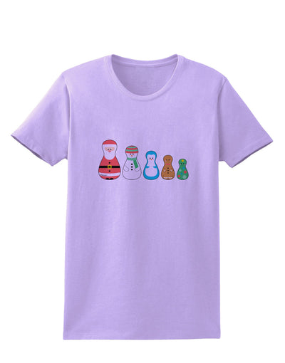Cute Christmas Matryoshka Nesting Dolls Womens T-Shirt-Womens T-Shirt-TooLoud-Lavender-X-Small-Davson Sales