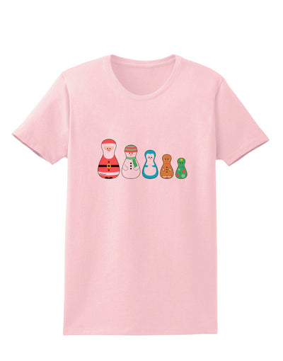 Cute Christmas Matryoshka Nesting Dolls Womens T-Shirt-Womens T-Shirt-TooLoud-PalePink-X-Small-Davson Sales