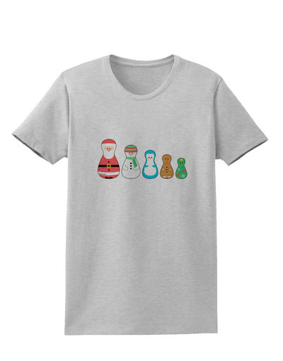 Cute Christmas Matryoshka Nesting Dolls Womens T-Shirt-Womens T-Shirt-TooLoud-AshGray-X-Small-Davson Sales