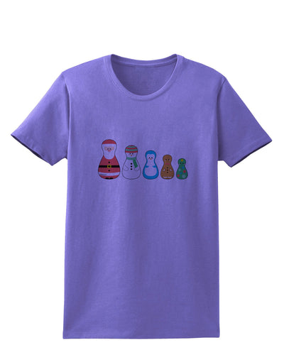 Cute Christmas Matryoshka Nesting Dolls Womens T-Shirt-Womens T-Shirt-TooLoud-Violet-X-Small-Davson Sales