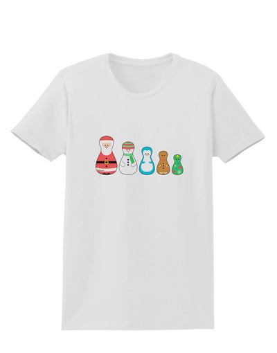 Cute Christmas Matryoshka Nesting Dolls Womens T-Shirt-Womens T-Shirt-TooLoud-White-X-Small-Davson Sales