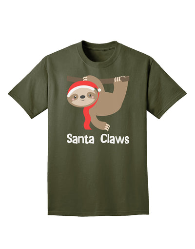 Cute Christmas Sloth - Santa Claws Adult Dark T-Shirt by TooLoud-Mens T-Shirt-TooLoud-Military-Green-Small-Davson Sales