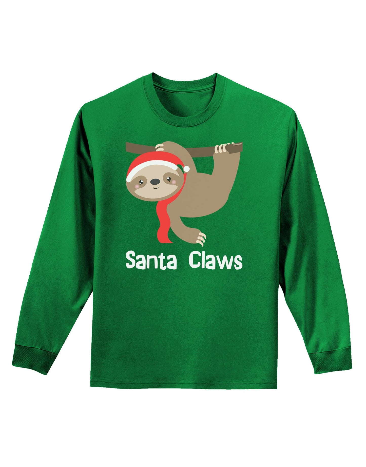 Cute Christmas Sloth - Santa Claws Adult Long Sleeve Dark T-Shirt by TooLoud-TooLoud-Kelly-Green-Small-Davson Sales