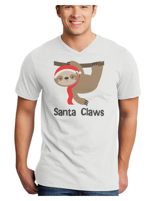 Cute Christmas Sloth - Santa Claws Adult V-Neck T-shirt by TooLoud-Mens V-Neck T-Shirt-TooLoud-White-Small-Davson Sales