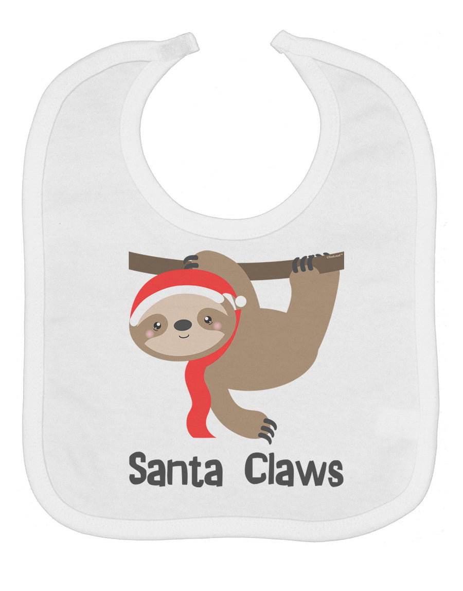 Cute Christmas Sloth - Santa Claws Baby Bib by TooLoud